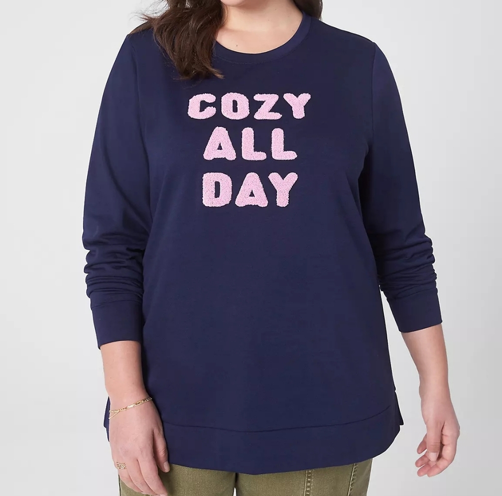 22/24 Lane Bryant Navy Cozy All Day Pullover Sweatshirt